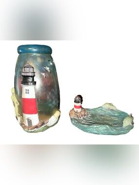 Lighthouse beach themed bathroom set